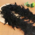 Black feather boa strip for DIY apparel and home decor crafts party costume accessories 2m long - Black