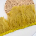 Yellow turkey feather trim ribbon for DIY clothing accessories, crafts and costume decoration. - #22 (Approx. 2 Meters)