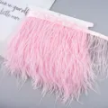 Pink ostrich feather trim ribbon fringe for DIY crafts, sewing apparel and wedding dress decor. - 24