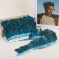 Blue spotted feather trim DIY clothing accessories ribbon craft material 1 meter. - Lake Blue