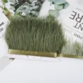 Cinta de flecos de plumas de avestruz verde oliva elegante para ropa de boda de bricolaje. - 09