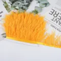 Ribete de Flecos de Pluma de Avestruz Amarilla para DIY Vestido de Novia Costura Decor - 11