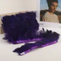 Purple feather trim ribbon for DIY apparel sewing craft accessories decorative supplies length - Deep purple
