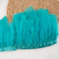 Turquoise turkey feather trim fringe 2 meters for DIY craft costume apparel sewing decoration. - #24 (Approx. 2 Meters)