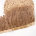 Brown turkey feather trim ribbon for DIY craft sewing clothing decoration dress accessories - #25 (Approx. 2 Meters)