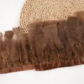 Brown turkey feather trim ribbon for DIY crafts, costume accessories and clothing decoration. - #26 (Approx. 2 Meters)