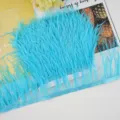 Blue ostrich feather trim 10-13cm variant, feather fringe for clothing and craft decoration. - 32