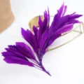 Purple soft goose feather craft accessory with wire, perfect for stage performance headwear. - Deep purple