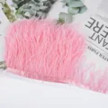Cinta de flecos de plumas de avestruz rosa para coser vestido novia accesorio DIY moda - 13