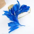Royal blue feather hair accessory, wired feather flower for DIY headwear and stage dress apparel. - Medium Blue