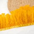 Yellow turkey feather trim fringe ribbon for DIY sewing craft costume clothing decoration - #27, Approx. 2m
