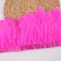 Bright pink turkey feather trim fringe ribbon for costume apparel sewing DIY craft decoration - #29, Approx. 2m