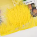 Yellow ostrich feather fringe trim 10-13cm for apparel sewing crafts costume DIY decor - 35