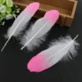 Χρωματιστά φτερά DIY με ντεγκραντέ για διακόσμηση αξεσουάρ ρούχων και χειροποίητων κοσμημάτων. - Άκρη ροδακινί κόκκινη
