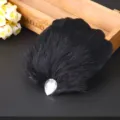 Black feather hairpin with rhinestone crystal decoration for party performance. - Black