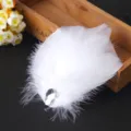 White feather hair clip with crystal rhinestone, elegant side clip for children dance show. - White