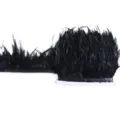 Black feather trim fringe ribbon for clothing skirt DIY craft decoration accessories - Black