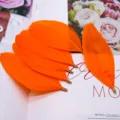 Orange feather jewelry accessories with metal clips for DIY crafting and apparel decor. - Orange