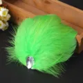 Green feather hair clip rhinestone fascinator headpiece for party dance performance accessory - Fruit Green