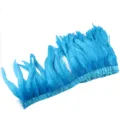 Blue rooster tail feather trim fringe for stage costume dress sewing apparel DIY crafts - Lake Blue