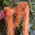 Orange ostrich feather boa strip, fluffy feather trim for clothing crafts decoration. - Dark Coffee (Short Single Layer)