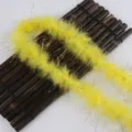 Yellow feather boa with gold tinsel trim for apparel craft bouquet gift wrapping decoration - Yellow