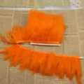 Orange turkey feather trim fringe tape ribbon for DIY crafts clothing decoration supplies - Orange