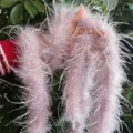 Light purple ostrich feather boa trim fluffy feather strip for clothing craft party decor - Pale Dusty Pink (Short Single-Layer)