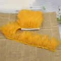 Yellow feather trim ribbon DIY craft apparel sewing costume decoration fringe material 1pc - Gold