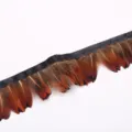 Brown black feather trim ribbon for diy craft sewing apparel clothing decoration item - Pheasant Spotted Feather Trim 1m