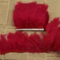 Red turkey feather trim ribbon for DIY crafts, clothing decoration and handmade accessories. - Burgundy