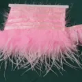 Rosa Straussen- und Tuerkisenfeder Borte fuer DIY Kleidung Handwerk Dekoration - Rosa Weiß