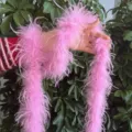Fluffy pink ostrich feather boa 9-11cm feather strip for clothing and craft decoration. - Purple Pink (Short Single Layer)