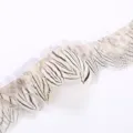Natural feather trim ribbon, pheasant feather fringe for DIY craft, clothing decoration. - Silver Chicken Feather Trim 1m