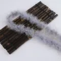 Grey feather boa with gold tinsel, ideal for clothing, Christmas gifts and DIY crafts. - Gray