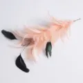 DIY handmade feather hair accessory versatile pink and black wire feather for stage photo props. - Champagne