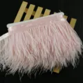 Pink ostrich feather fringe trim 8-10cm DIY craft clothing skirt cuffs accessories - 001 Pink