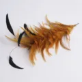 DIY handmade brown black feather wire hair accessory craft stage party decor item SKU - Earthy Yellow