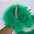 Green feather boa variant, fluffy feather strip for clothing accessories and party costume decor. - Grass Green