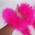 Hot Pink Feather Boa Fluffy Marabou Feather Strip Costume Accessory for Craft Party Decor - Rose Red