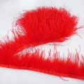 Vibrantes rotes Straussenfeder Borte Band fuer DIY Naehen Kleidung Handwerk Dekoration - Rot