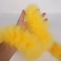 Bright yellow fluffy feather boa scarf, soft thick marabou feather strip for costume accessory. - Golden Yellow