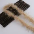 Fluffy feather boa with gold tinsel for clothing gift wrapping bouquet craft decoration - Light Coffee
