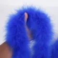 Bright blue fluffy feather boa trim fluffy scarf for apparel accessories and DIY crafts party wear. - Sapphire Blue