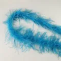 Sky blue ostrich feather boa trim, fluffy feather strip for DIY garment cuffs collar decor. - Lake Blue (Long Single Layer)