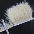 Ostrich feather trim white fringe ribbon DIY apparel sewing craft costume decoration 10-15cm - 010 Beige
