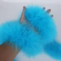 Bright blue feather boa for clothing accessories, fluffy feather strip for party decoration - Lake Blue