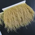 Golden ostrich feather trim ribbon for DIY crafts, clothing dress skirt and cuffs decoration. - 011 Khaki