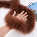 Brown fluffy feather boa scarf thick plush feather strip for clothing accessories party wear. - Dark Brown