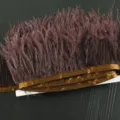 Ostrich feather trim ribbon DIY sewing craft fringe for clothing skirt hem dress decoration - 014 Dark Coffee